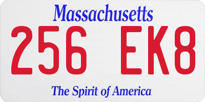 MA license plate 256EK8