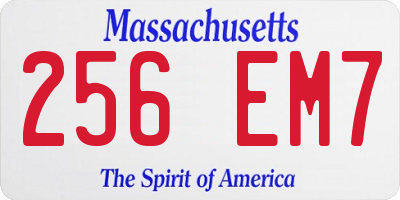 MA license plate 256EM7