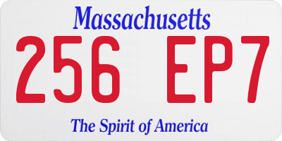 MA license plate 256EP7
