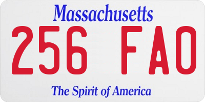 MA license plate 256FA0
