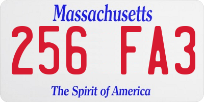 MA license plate 256FA3