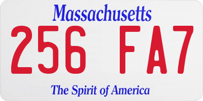 MA license plate 256FA7