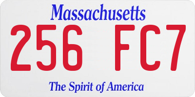 MA license plate 256FC7