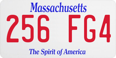 MA license plate 256FG4