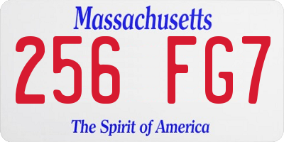 MA license plate 256FG7