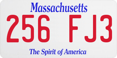 MA license plate 256FJ3