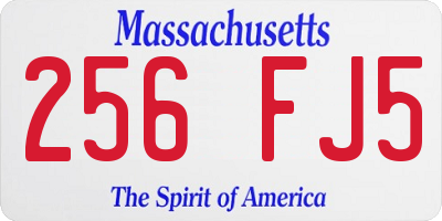 MA license plate 256FJ5