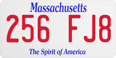 MA license plate 256FJ8
