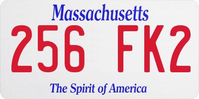 MA license plate 256FK2