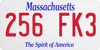 MA license plate 256FK3
