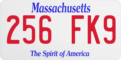 MA license plate 256FK9