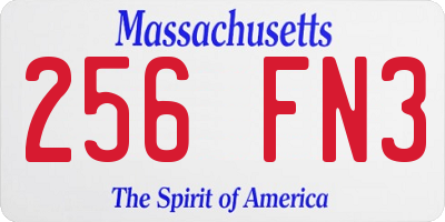 MA license plate 256FN3