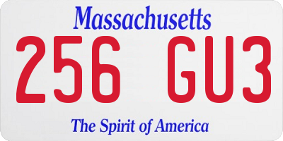 MA license plate 256GU3