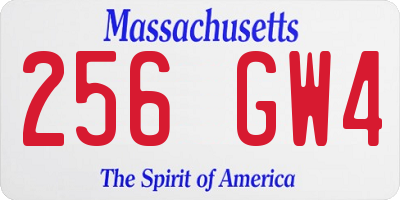 MA license plate 256GW4