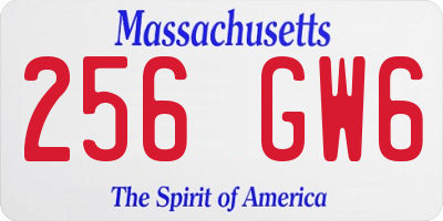 MA license plate 256GW6
