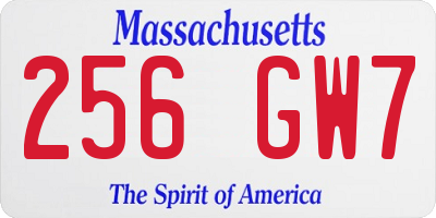 MA license plate 256GW7