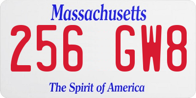 MA license plate 256GW8