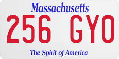 MA license plate 256GY0