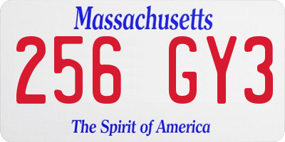 MA license plate 256GY3