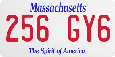 MA license plate 256GY6