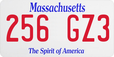 MA license plate 256GZ3