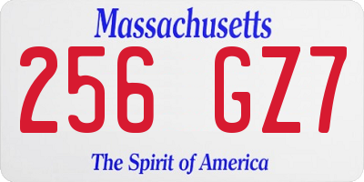MA license plate 256GZ7
