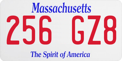 MA license plate 256GZ8