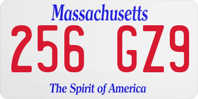 MA license plate 256GZ9