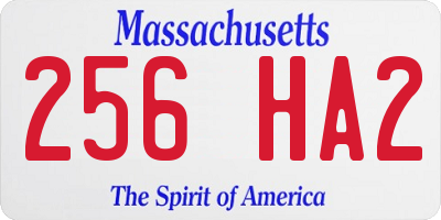 MA license plate 256HA2