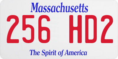 MA license plate 256HD2