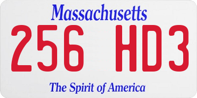 MA license plate 256HD3