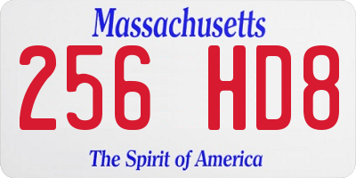 MA license plate 256HD8