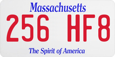 MA license plate 256HF8