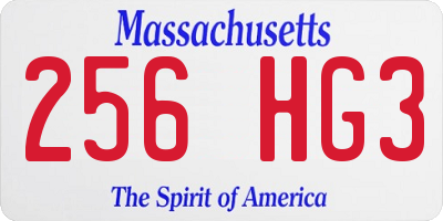MA license plate 256HG3