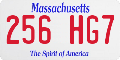 MA license plate 256HG7