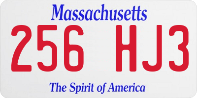 MA license plate 256HJ3