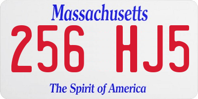 MA license plate 256HJ5