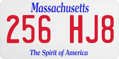 MA license plate 256HJ8