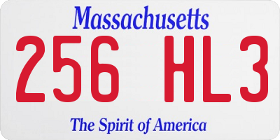 MA license plate 256HL3