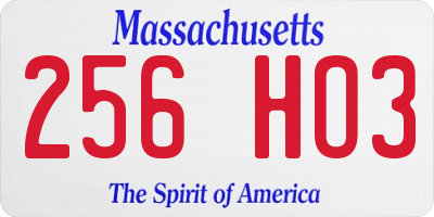 MA license plate 256HO3