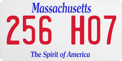 MA license plate 256HO7