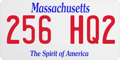 MA license plate 256HQ2