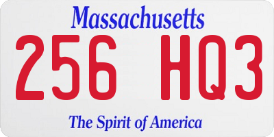 MA license plate 256HQ3