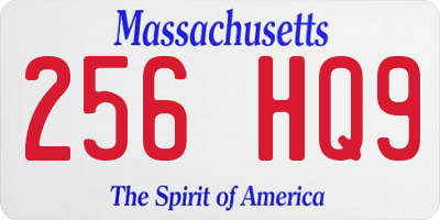 MA license plate 256HQ9