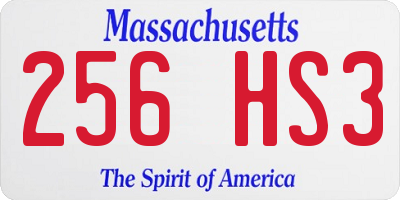 MA license plate 256HS3