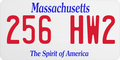 MA license plate 256HW2