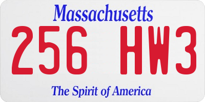 MA license plate 256HW3
