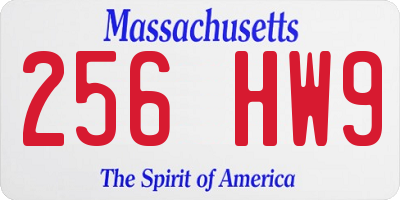 MA license plate 256HW9