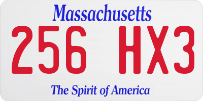 MA license plate 256HX3