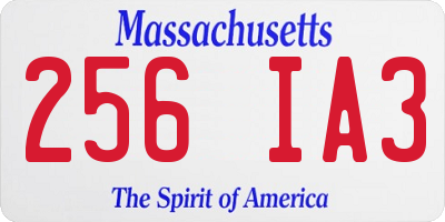 MA license plate 256IA3